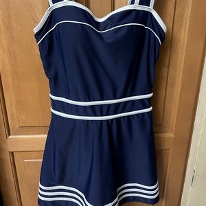 Shore Shapes swimwear -navy blue & white trim